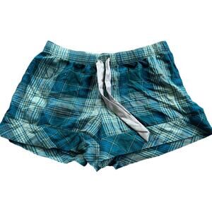 NWOT Victoria's Secret Lounge Shorts Plaid Elastic Drawcord Waist Green S